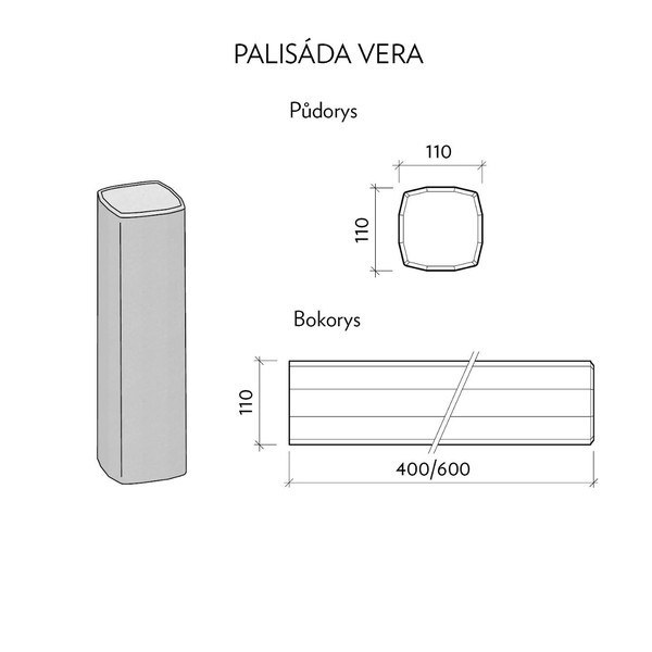 CSB VERA 60cm palisáda přírodní (84) - Betonové prvky obrubníky a palisády