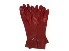 LP rukavice Redstar dlouhé červené celomáčené v PVC 35cm