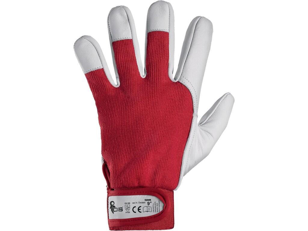CANIS rukavice TECHNIK kombinované červeno-bílé vel.10 - Ochranné pomůcky