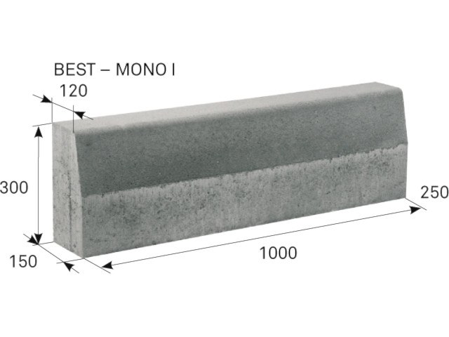BEST MONO I 300x150/120x1000mm obrubník přírodní (12) - Betonové prvky obrubníky a palisády