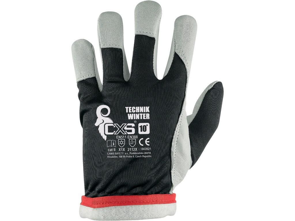 CANIS rukavice TECHNIK WINTER zimní kombinované černo-bílé vel.10 - Ochranné pomůcky
