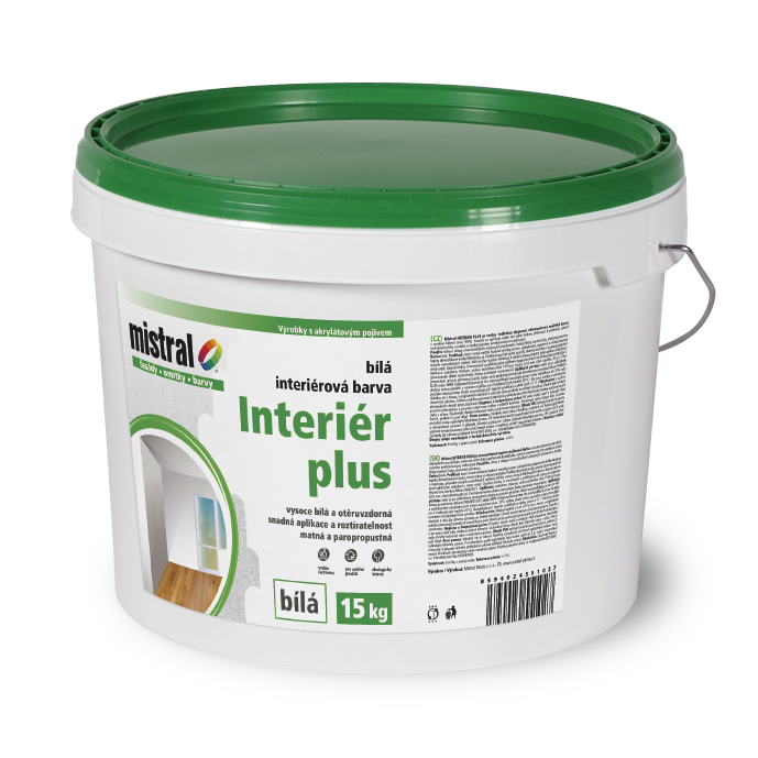 MISTRAL Interiér Plus interiérová barva 15kg bílá - Suché směsi a stavební chemie penetrace, nátěry a můstky
