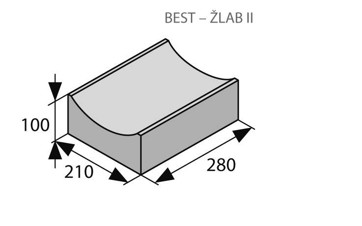 BEST ŽLAB II 70/100mm pískovcová (60) - Hrubá stavba kanalizace a odvodnění odvodňovací žlaby