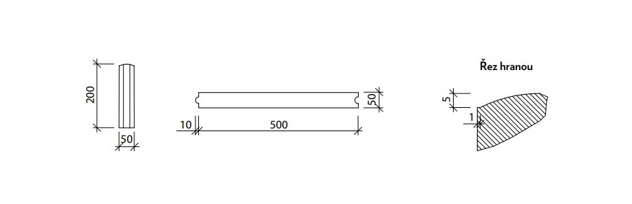 CSB obrubník R25 půlka 50x250x500mm přírodní (80) - Betonové prvky obrubníky a palisády