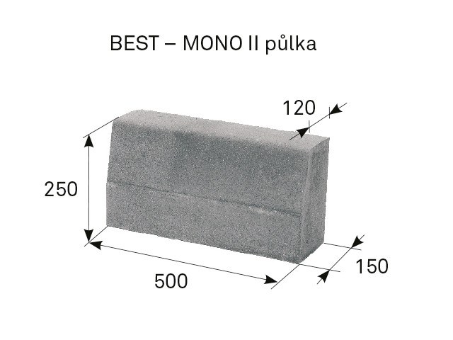 BEST MONO II PŮLKA 250x150/120x500mm obrubník přírodní (24) - Betonové prvky obrubníky a palisády