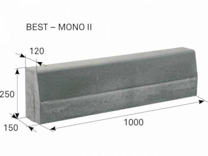 BEST MONO II 250x150/120x1000mm obrubník přírodní (15) - Betonové prvky obrubníky a palisády