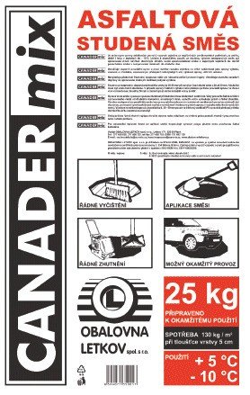 CANADER asfaltová směs za studena zimní 25kg (40) - Suché směsi a&nbsp;stavební chemie stavební chemie ostatní stavební chemie