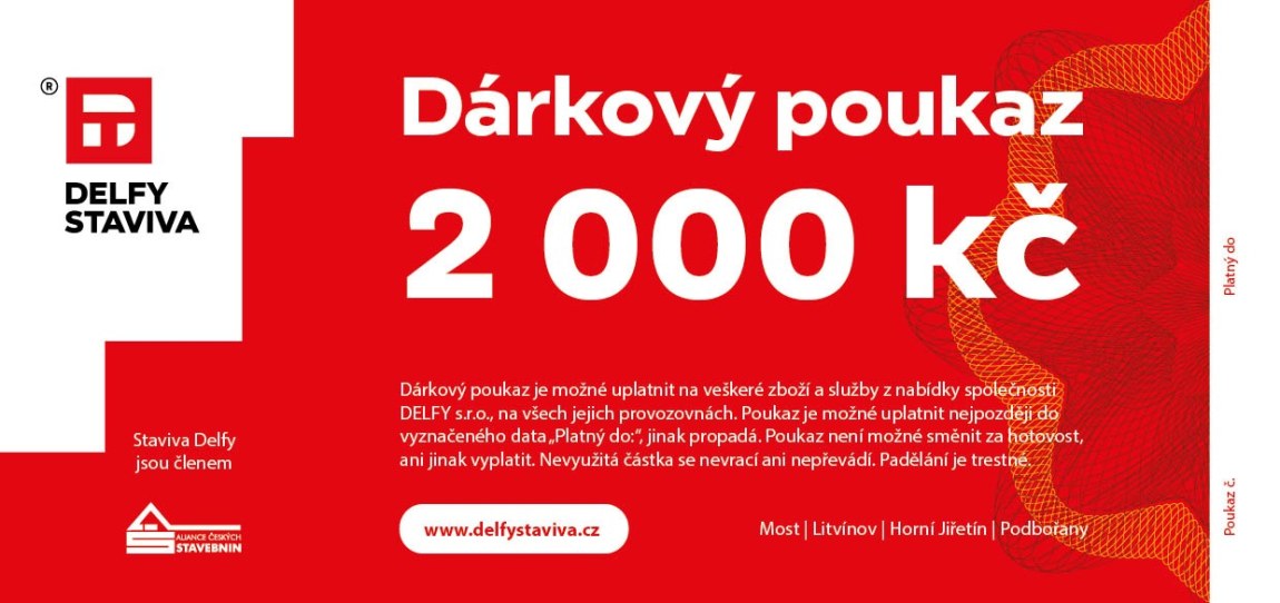 Dárkový poukaz v hodnotě 2.000,- Kč Dárkový poukaz v hodnotě 2.000,- Kč