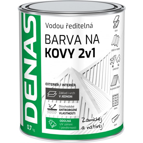 BaL DENAS 2v1 barva na kov 0110 šedá 0,7kg - Suché směsi a stavební chemie stavební chemie ostatní stavební chemie