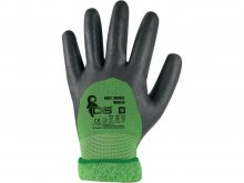 CANIS rukavice ROXY DOUBLE WINTER zimní máčené v nitrilu černo-zelené vel.10