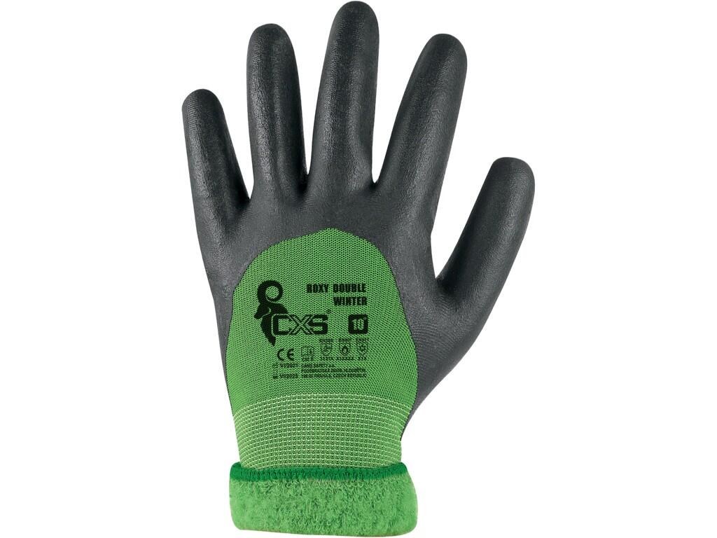 CANIS rukavice ROXY DOUBLE WINTER zimní máčené v nitrilu černo-zelené vel.10 - Ochranné pomůcky