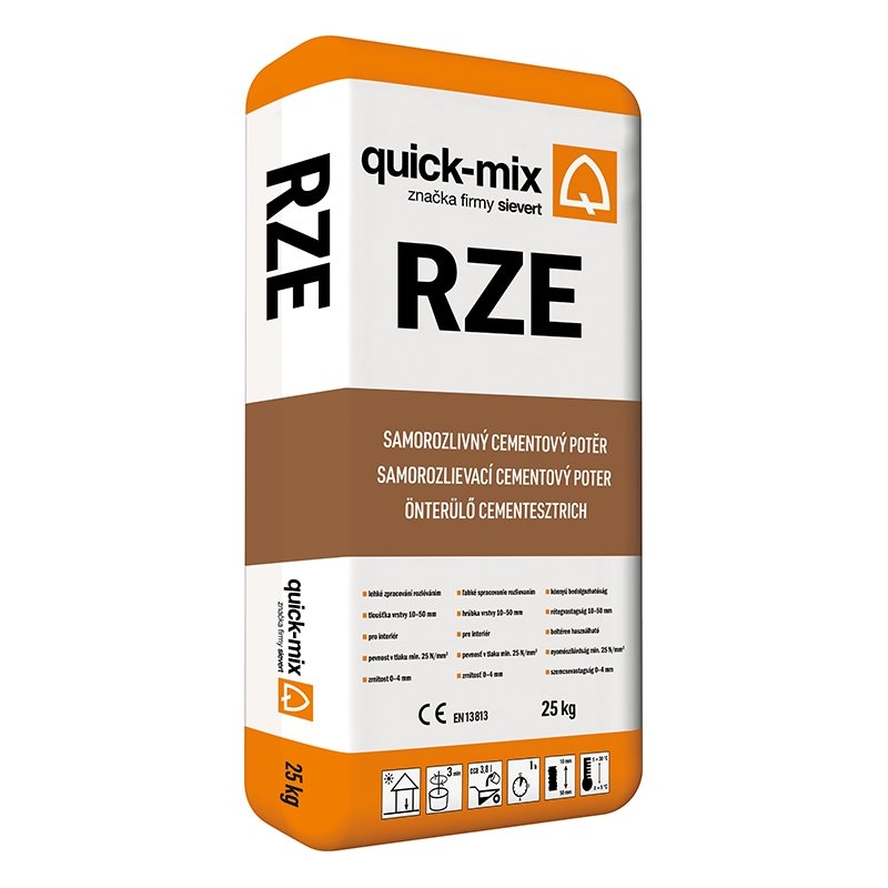 QUICK-MIX RZE rychletvrdnoucí potěr 0-4mm 25kg (48) - Suché směsi a stavební chemie cementové a anhydritové potěry