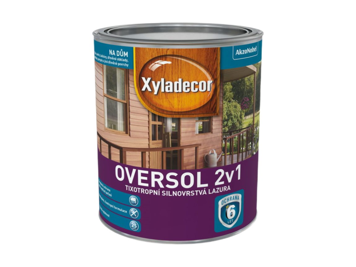 Xyladecor OVERSOL 2v1 nátěr na dřevo bílý krycí 0,75l