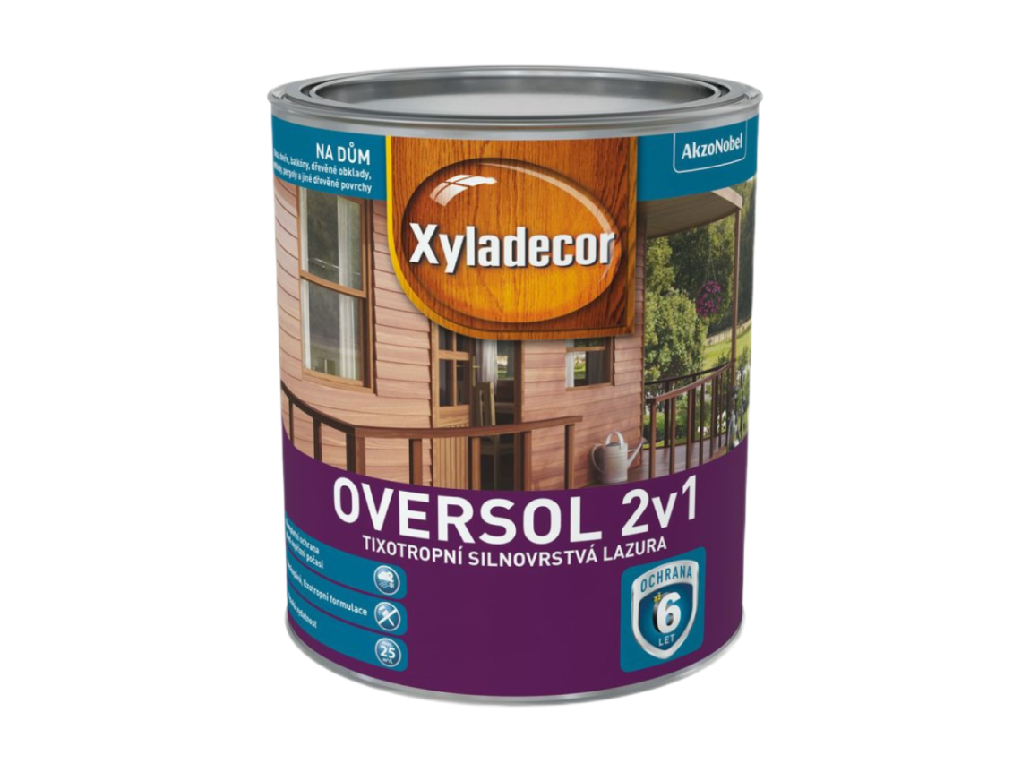 Xyladecor OVERSOL 2v1 nátěr na dřevo lískový ořech 0,75l - Suchá výstavba, sádrokarton, dřevo dřevo doplňky a nátěry na dřevo