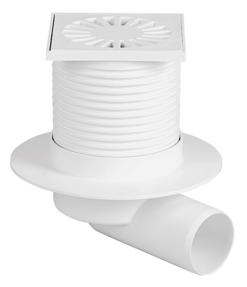 HACO vpusť podlahová boční s přírubou PVB DN 50 100x100mm bílá - Sanita, voda a topení sanita