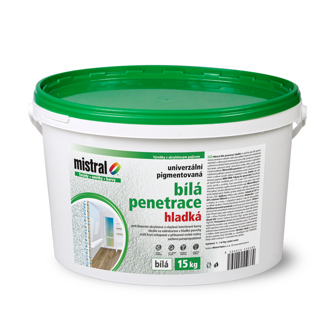 MISTRAL Bílá penetrace "HLADKÁ" 15kg - Suché směsi a&nbsp;stavební chemie penetrace, nátěry a&nbsp;můstky