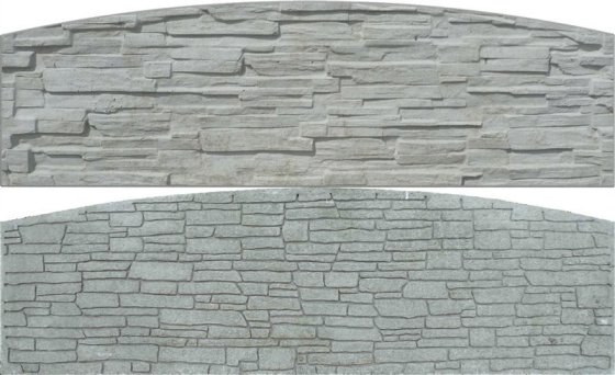 BEVES deska betonová radius šedá oboustranná - Betonové prvky zděné ploty
