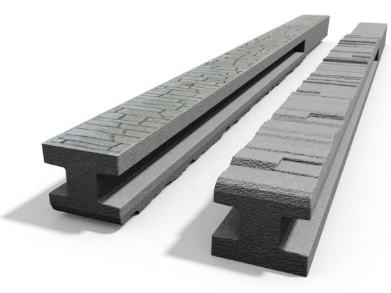 BEVES sloupek průběžný na 2,0m VZOR oboustranný šedý (výška 2,75m) - Betonové prvky zděné ploty