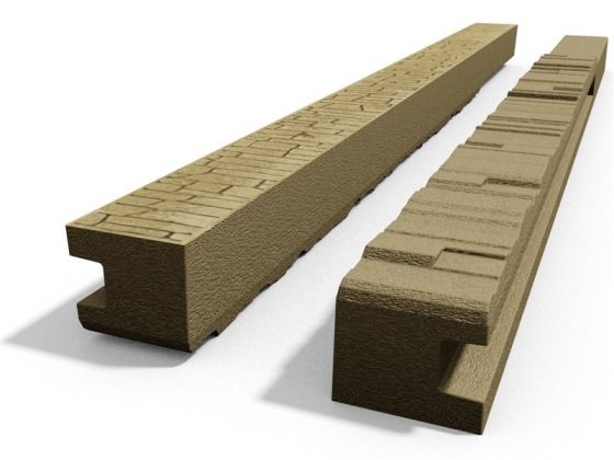 BEVES sloupek koncový na 2,0m VZOR oboustranný pískovec levý (výška 2,75m) - Betonové prvky zděné ploty