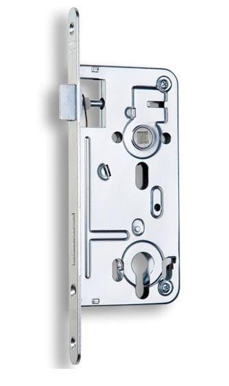 BE zámek zadlab. 24027 C PP vložka 90/80 backset (dorn) 50mm čelo 18mm P-L bílý zinek - Stavební výplně doplňky pro stavební výplně