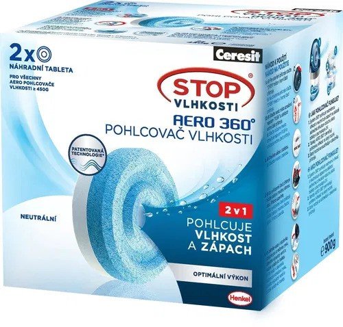 CERESIT Stop vlhkosti AERO 360° přístroj + tablety 2x450g CERESIT Stop vlhkosti AERO 360° přístroj + tablety 2x450g - Drogerie