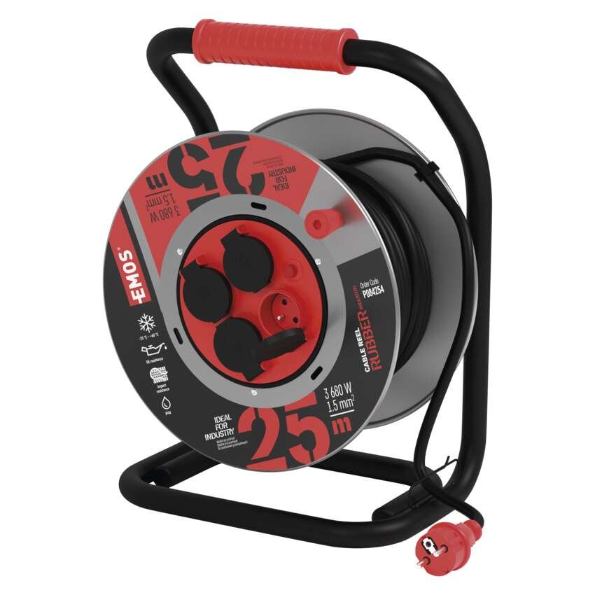 E buben kabel prodlužovací 4Z 25m 1,5mm guma-neopren černý P084254 E buben kabel prodlužovací 4Z 25m 1,5mm guma-neopren černý P084254