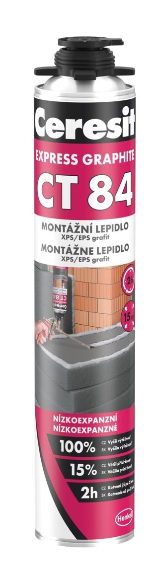 CERESIT CT84 Express Graphite nízkoexpanzní PU pěna 850ml CERESIT CT84 Express Graphite nízkoexpanzní PU pěna 850ml