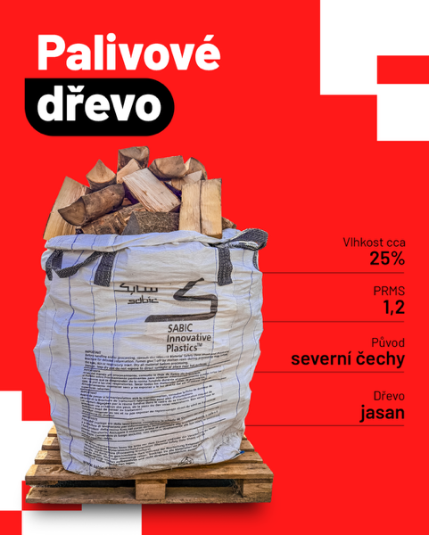 Dřevo palivové štípané (jasan) - 0,7m3/big bag (1,2m3 prms) - Suchá výstavba, sádrokarton, dřevo dřevo stavební řezivo prkna, fošny