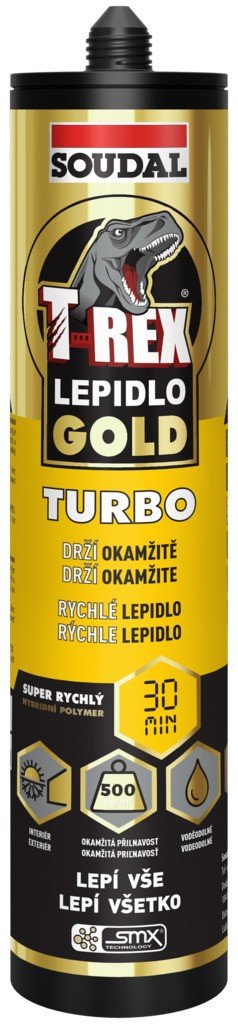 AKCE SOUDAL T-REX GOLD TURBO rychletuhnoucí montážní lepidlo 290ml - Suché směsi a&nbsp;stavební chemie stavební chemie soudal