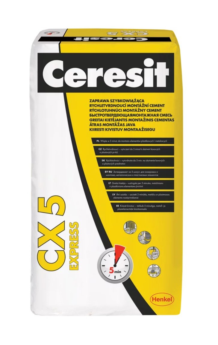 CERESIT CX5 montážní cement 5kg / plastová nádoba - Suché směsi a&nbsp;stavební chemie malty a&nbsp;cementy