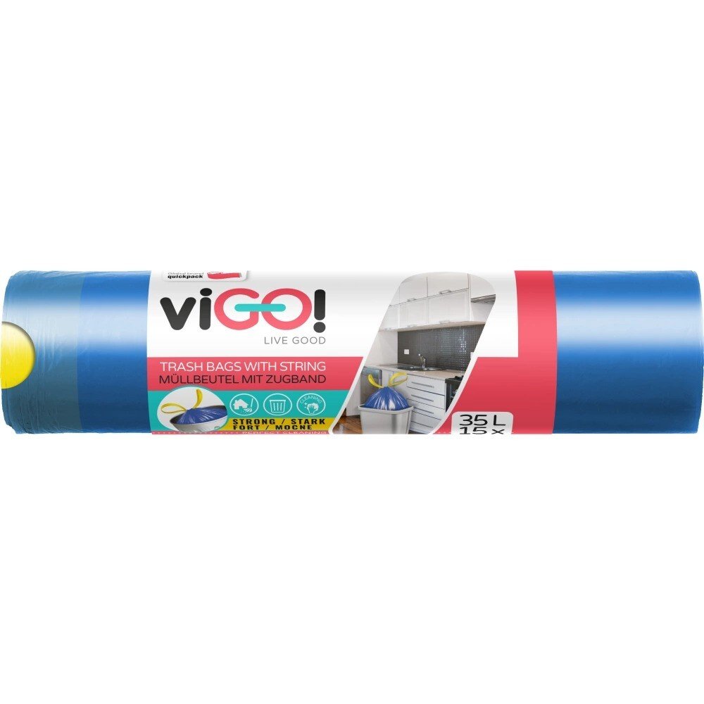 BaL pytle na odpad 35l modré zatahovací 50x60 (15ks) - Drogerie