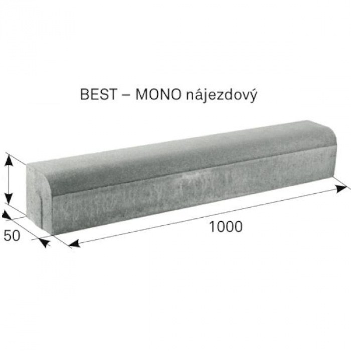 BEST MONO nájezdový 150x150x1000mm obrubník přírodní (25) BEST MONO nájezdový 150x150x1000mm obrubník přírodní (25) - Betonové prvky obrubníky a palisády